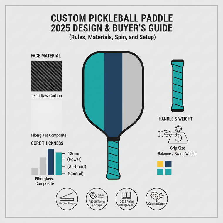 Custom Pickleball Paddle 2025: Design &amp; Buyer’s Guide (Rules, Materials, Spin, and Setup)