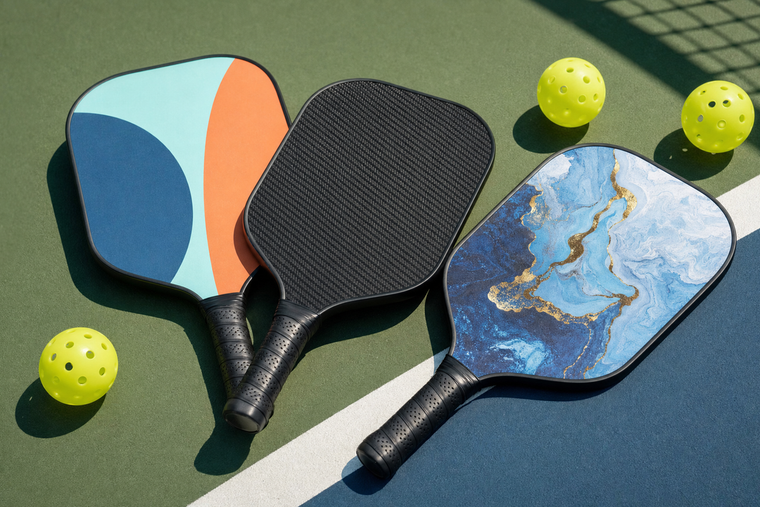 Comparison of pickleball paddle materials for control, power and custom artwork