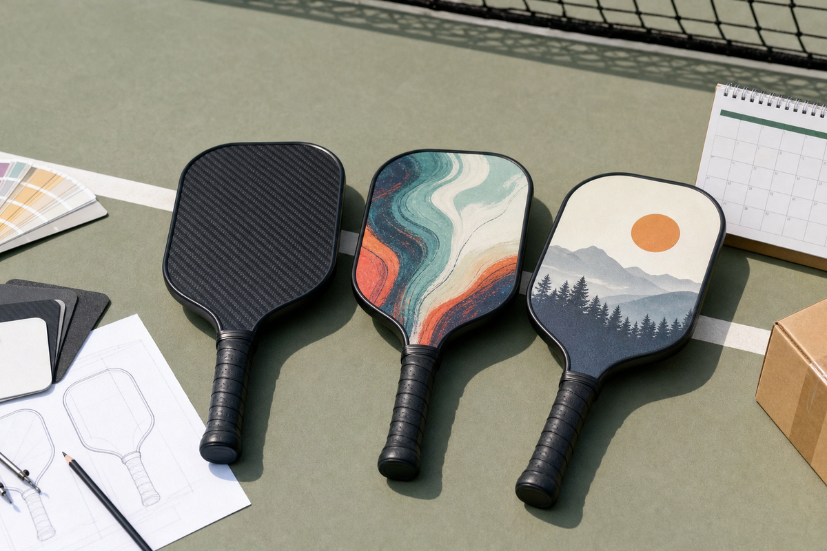 Comparison of budget custom pickleball paddle material, artwork, and shipping decisions
