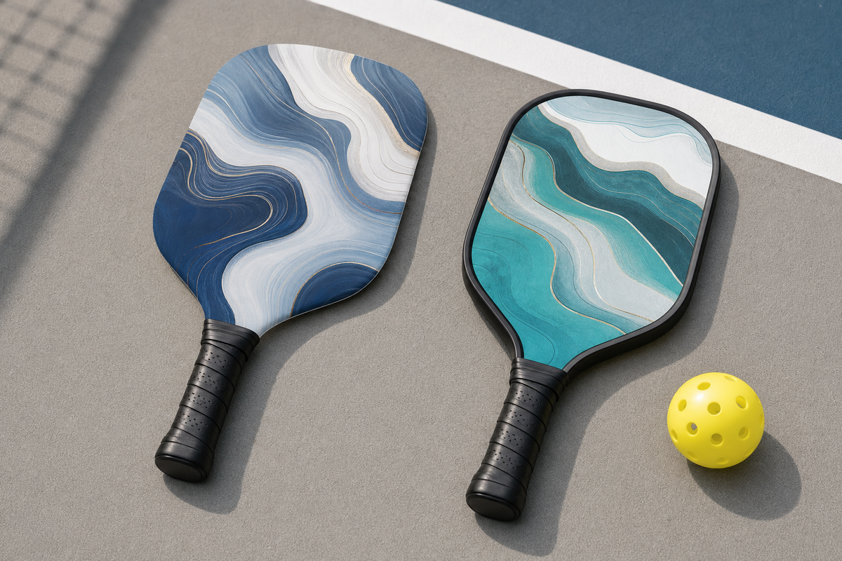 Edgeless and edge-guard pickleball paddles displayed side by side