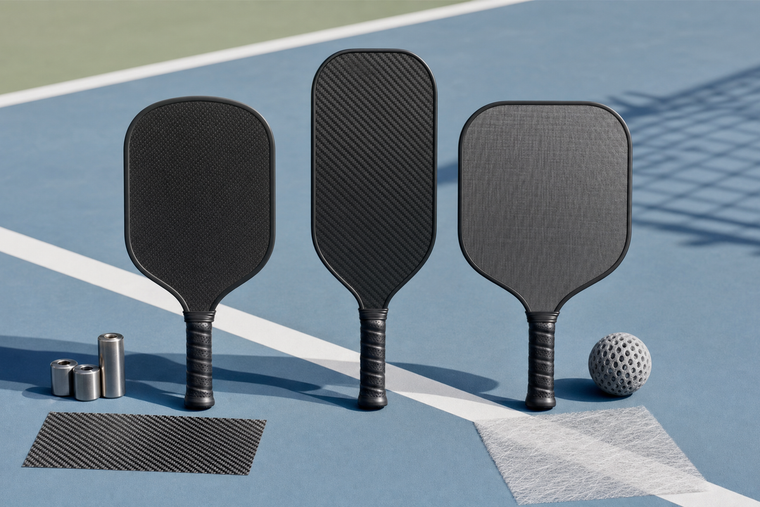 Pickleball paddle quiz comparing shape, weight, grip, and material choices