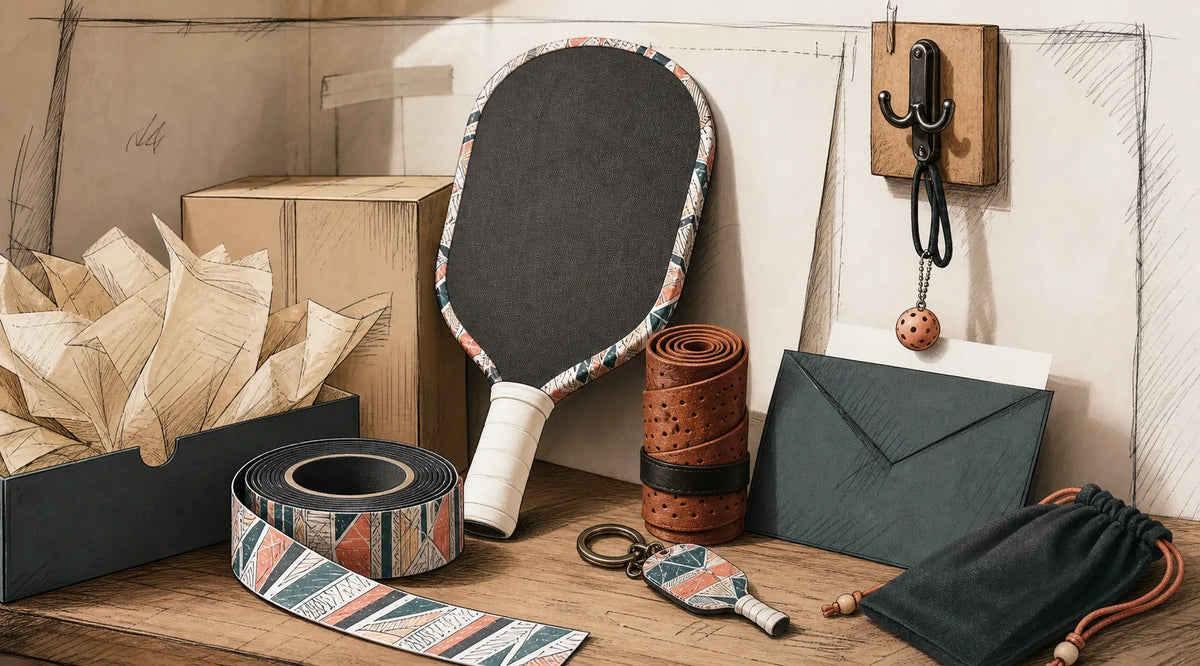 Hand-drawn Paddle Tailor accessory kit shelf