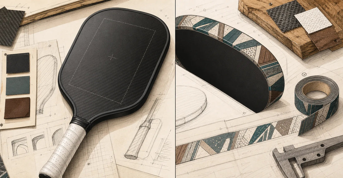 Custom paddle face preview and full-wrap edge tape preview